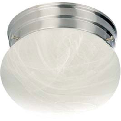 Pitkin 2-Light Indoor 9"W Brushed Nickel Simple Round Flush Mount with Alabaster Glass Mushroom Shade