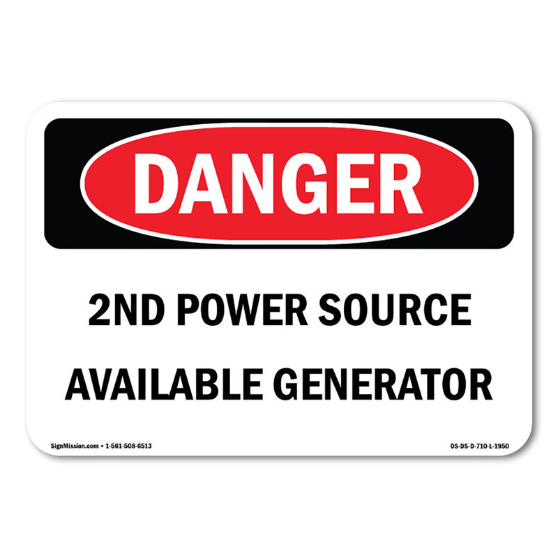 2nd Power Source Available Generator Decal 5" X 3.5"