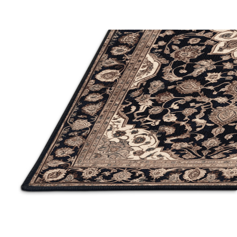 Machine Washable Persian Brown Area Rug, Rectangle 7' x 9'