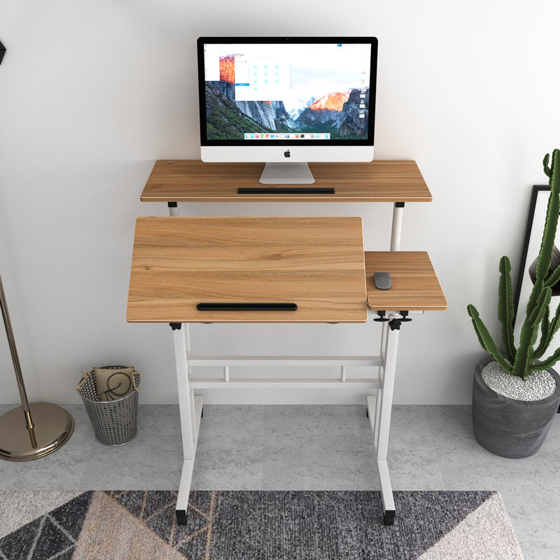 Bureau debout à hauteur réglable Pelaga, Chêne / Blanc