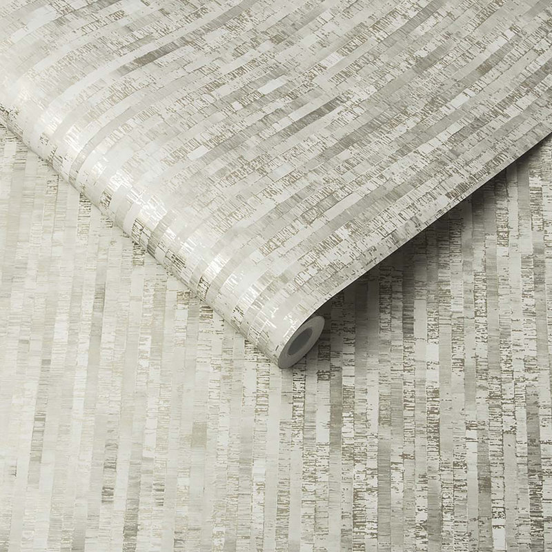 Betula Striped Metallic Wallpaper Roll, Soft Gold