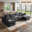Canapé modulaire en nuage de 142 po de largeur 142 po, canapé d'angle en U 6 pièces avec rangement caché et 2 repose-pieds, canapé rembourré en velours côtelé minimaliste moderne pour le salon, siège très profond, assemblage facile requis-1749088655