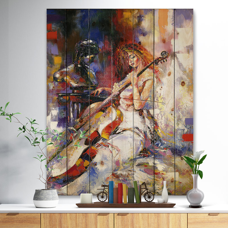 «The Guitarist's Music», peinture, H 46 po x l 36 po x P 1,5 po, Bois