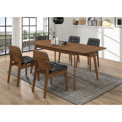 Draper Natural Walnut And Black 5-Piece Rectangular Dining Set