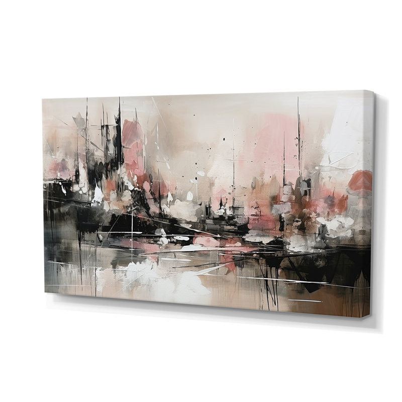 «Pink Black Minimalims Fludity I», impressions sur toile minimalisme