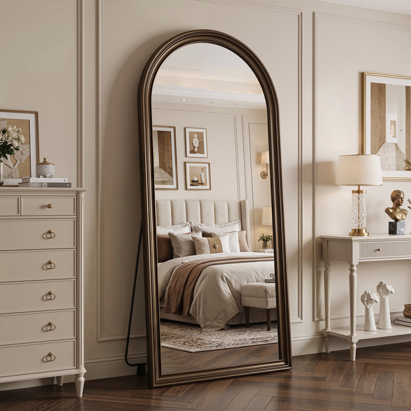 Miroir pleine longueur arqué de style rétro, 71"×32", Bronze