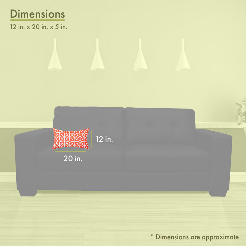 Orange and White Geometric Indoor/Outdoor Rectangular Pillow