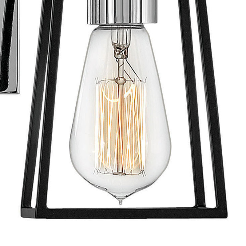 Filmore Two-Light Bath Open Cage Vanity Fixture, Chrome/Satin Black
