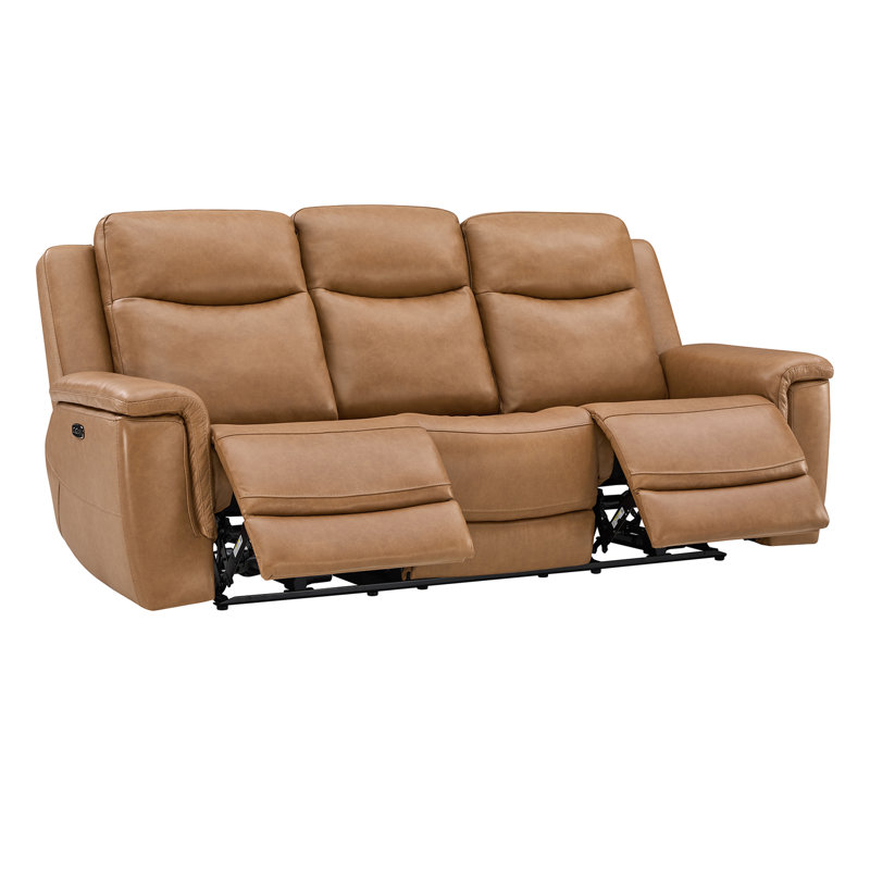  Canapé inclinable électrique en cuir véritable avec charge USB de 88,19 po Joniah, York Butternut