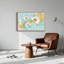 Fleurs blanches avec feuille d'or sur toile bleu sarcelle-1042772356
