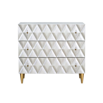 Console en métal avec 3 tiroirs de rangement et pieds fuselés Kd Gold Tone
