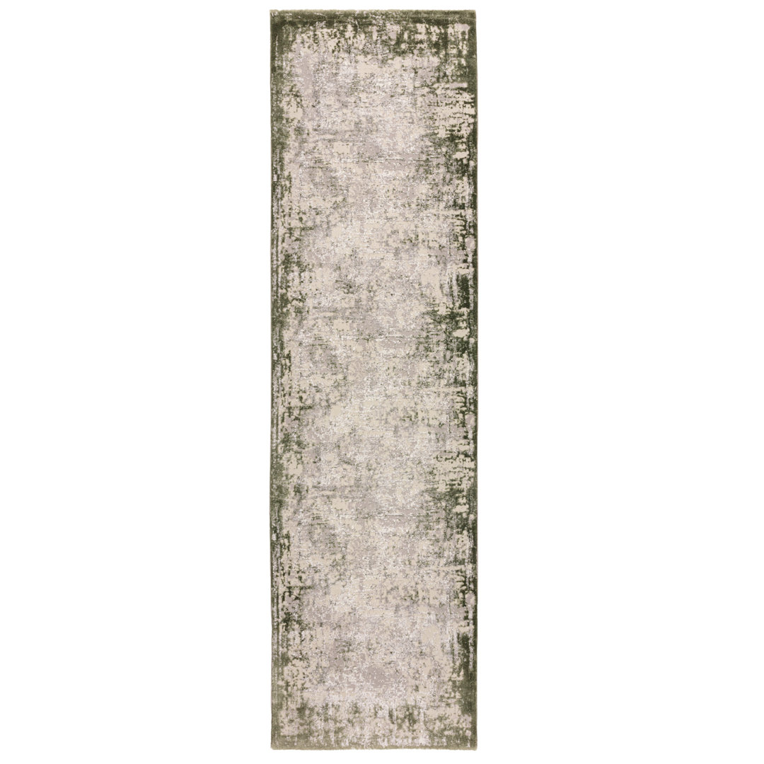 Abrienne Soft Shiny Border Green/Grey Rug
