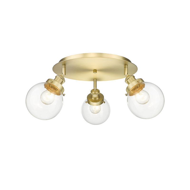 Alphonsa Glass Flush Mount, Clear, Satin Gold