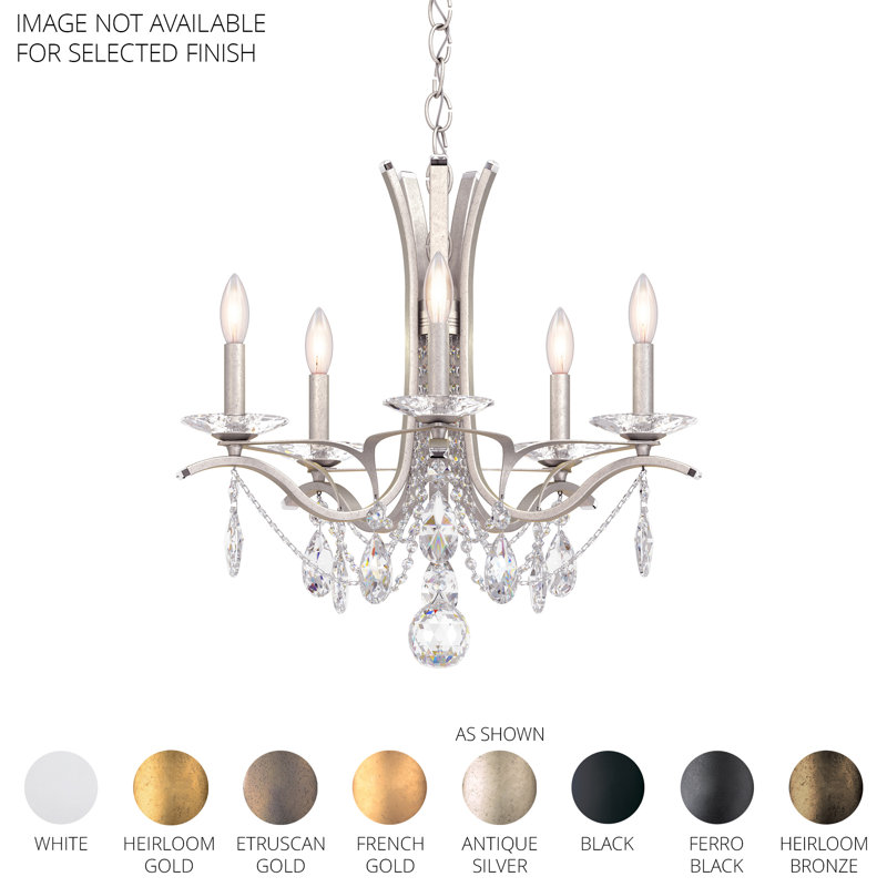 Vesca 5 Light 23in x 20in Chandelier in Ferro Black with Clear Heritage Handcut Crystals, Czech, White