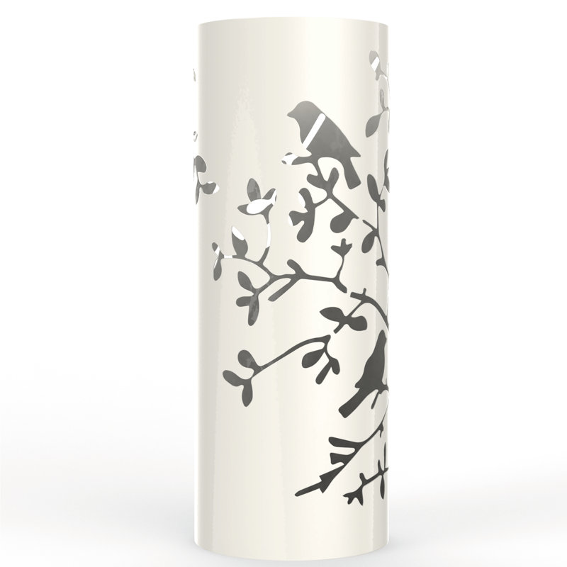 White Metal Songbird Design Umbrella Stand