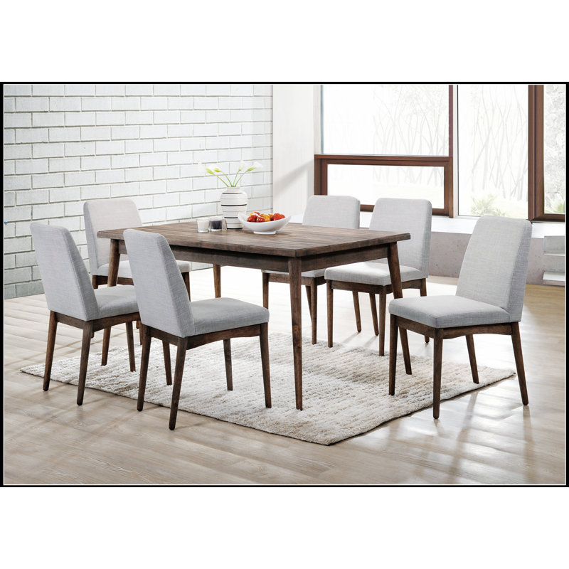 Élégantes chaises de salle à manger rembourrées en tissu, ensemble de 2, structure en bois durable et confort moelleux pour les repas modernes.