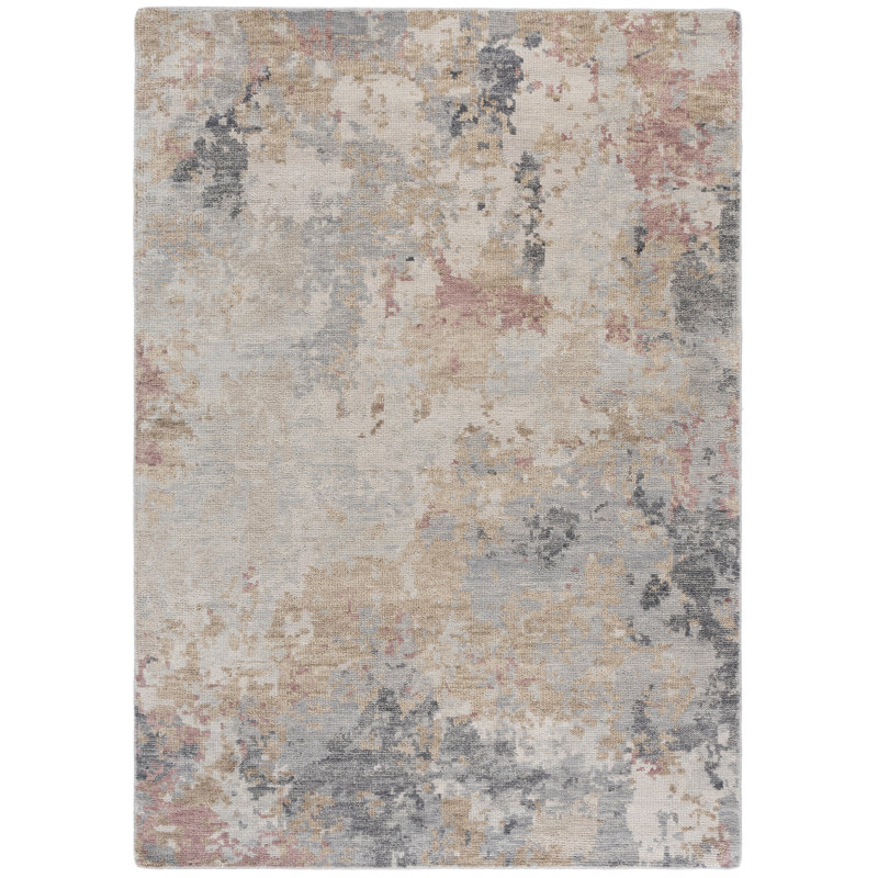 Gray and Ivory Hand-Knotted Wool 6' x 9' Area Rug