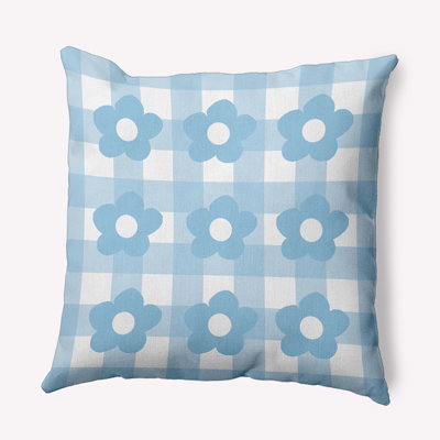 Coussin décoratif à motif de fleurs sur guingan TGN1615BL9