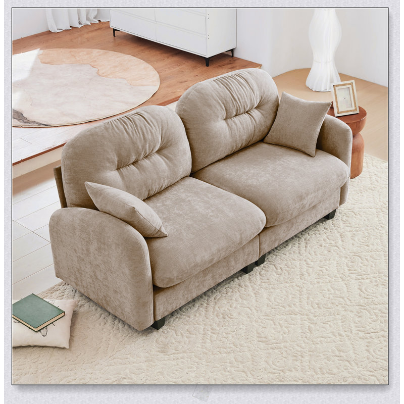 Canapé modulaire en tissu de chenille avec causeuse, dossier capitonné, conception ergonomique, mousse haute densité, installation facile, accoudoirs élégants, base en bois de haute qualité, convient aux salons
