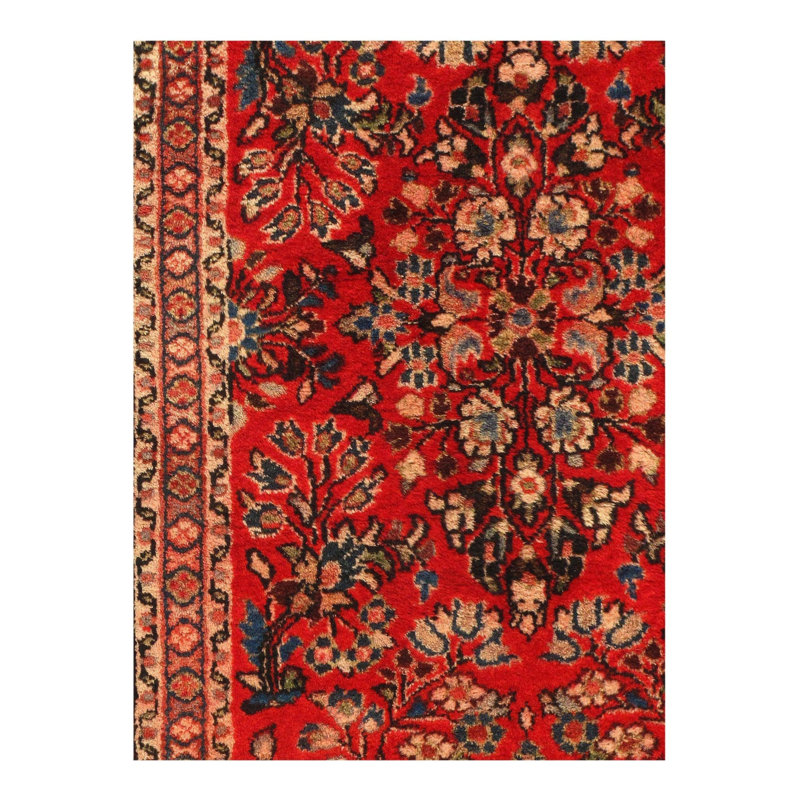 Floral Area Rug in Red
