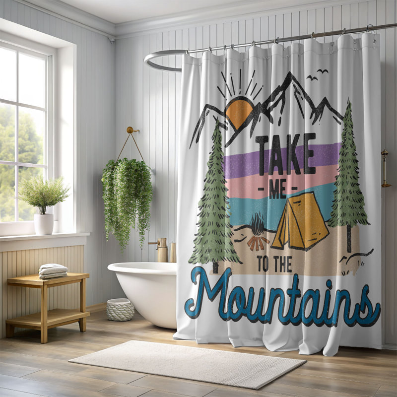 Rideau de douche 1 pièce Alpine Serenity, H 74 po x l 71 po