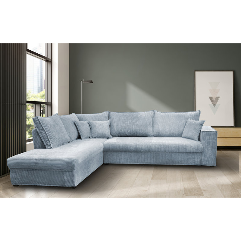 Alova 4 Seater Corner Sofa, Left-hand corner sofa, Blue