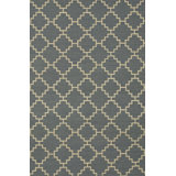 Blue Flat Weave Wool Stepped Diamond Lattice Geometric Modern Contemporary Carpet Rug