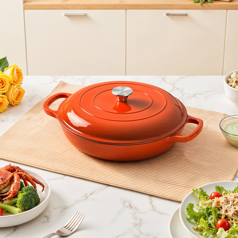 Living And Home 3.2L Cast Iron Stock Pot, Orange