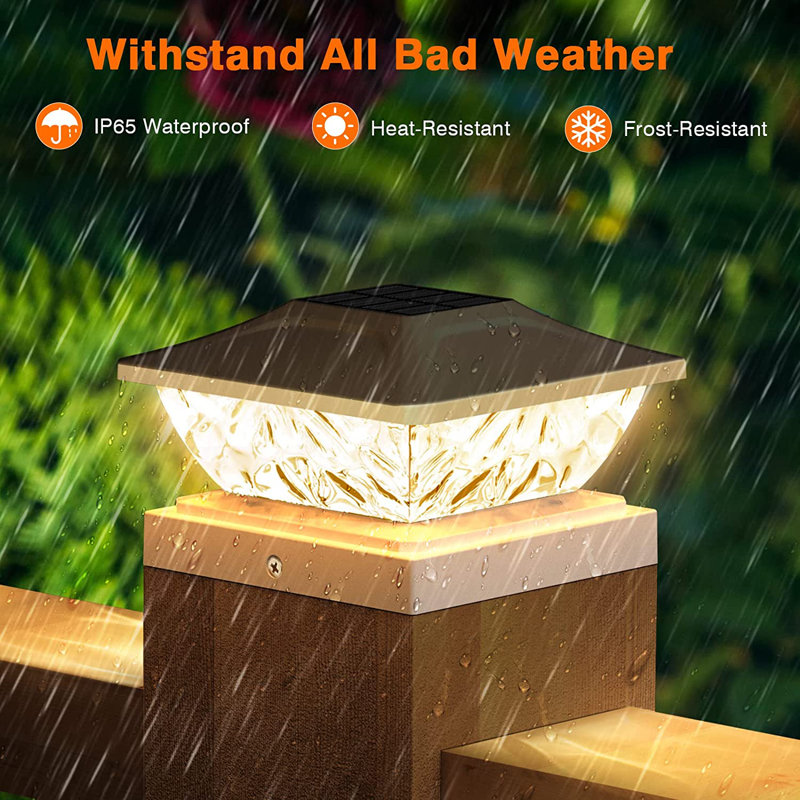White LED Solar Powered Fence Post Cap Lights Multipack