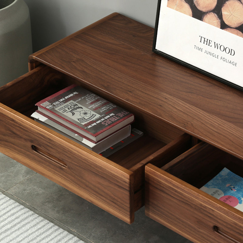 Meuble télé en noyer avec trois tiroirs de rangement, H 21,65 po x L 70,86 po x l 13,78 po