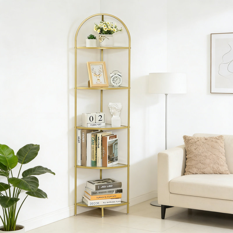 25.9cm W Corner Bookcase, (5 Shelves) 158cm. H x 25.9cm. W x 25.9cm. D