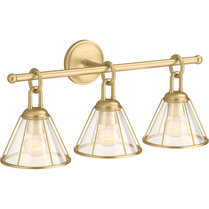 Terret 24-In Three-Light Sconce, Brushed Moderne Brass