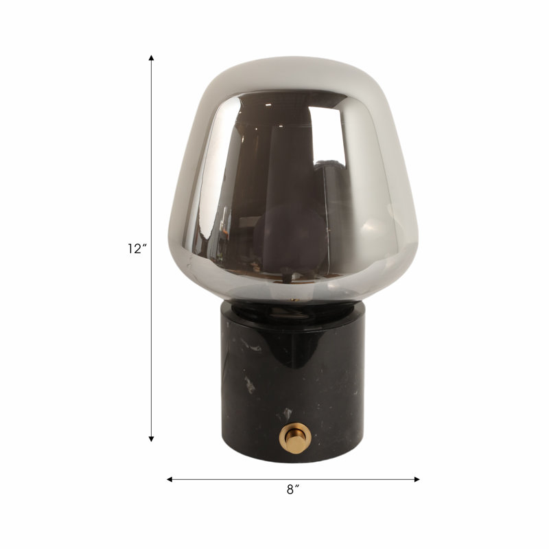 Brayden Studio® 12X8" Glass Shade On Marble Base With Switch, Black