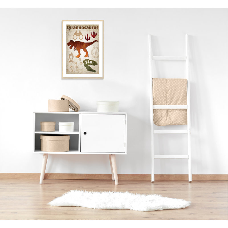 Adhésif décoratif dinosaures - 01 pi, H 35,5 po x l 25,5 po x P 1,1875 po, Encadré de boîte beige