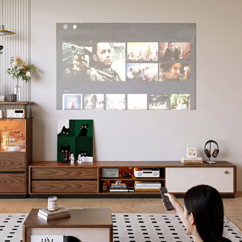 Meubles télé rétro en bois massif brun noyer, 59.06, A