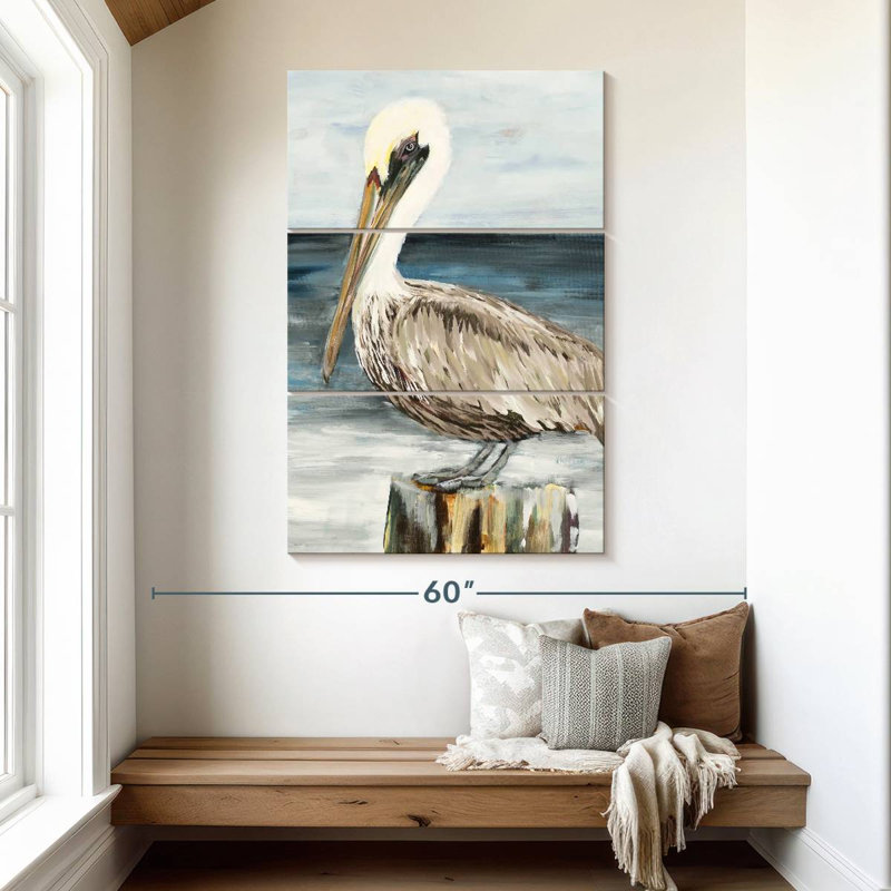 Brampt Muted Perched Pelican, 50" H x 32" W