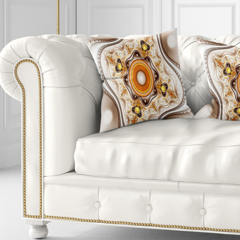 Coussin abstrait avec cercles fractaux abstraits et courbes ondulées, 16 po x 1 po, Coussin décoratif