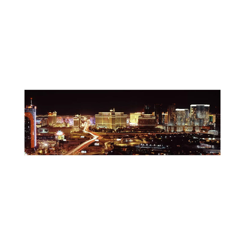City Lit Up At Night, Las Vegas, Nevada, USA - Wrapped Canvas Panoramic Print, 30.48 cm H x 91.44 cm W x 1.91 cm D