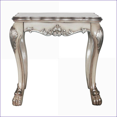 Table basse vintage en bois blanc os avec pattes - Compléments de décor classique