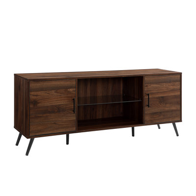 Mid-Century Modern 2-Door 60"" TV Stand For 65"" Tvs With Glass Shelf -  Audiohome, AHYDRF-B185P169334