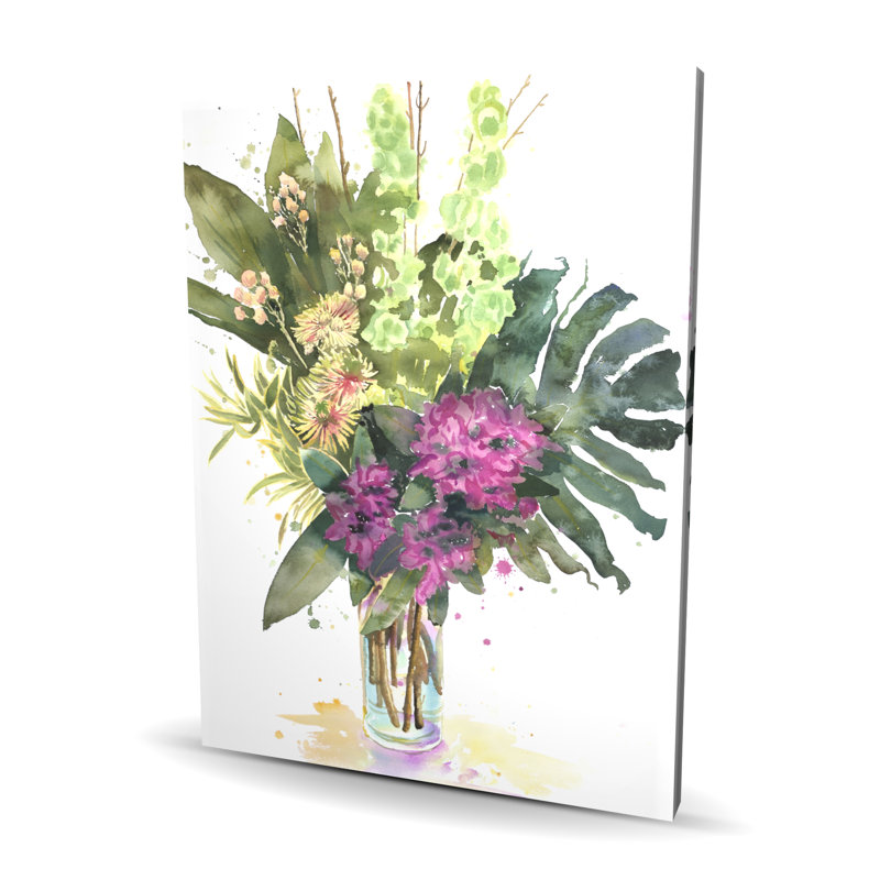 Tropical Flower Assemblage - Leaves Green Canvas for Home Decor