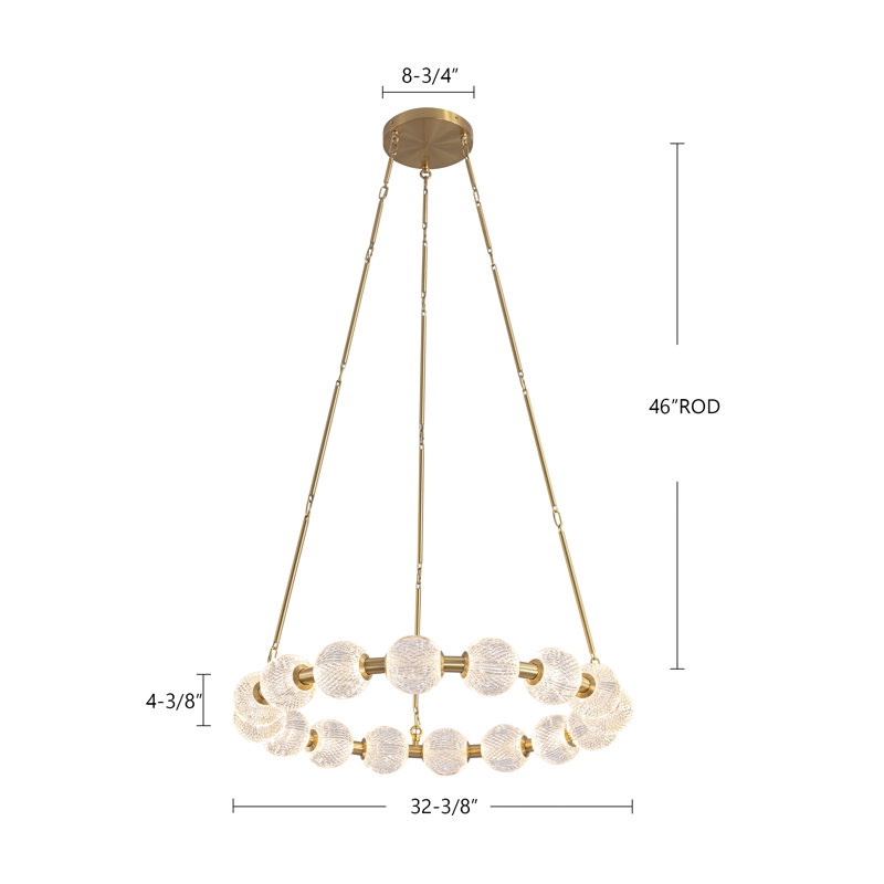 Marni Aluminum/Steel LED Chandelier, 16, Natural Brass