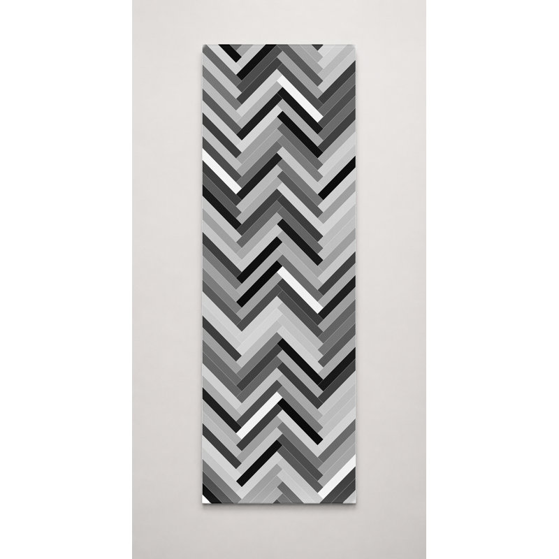Impression sur toile à motif de chevrons en niveaux de gris, 10" W x 30" H