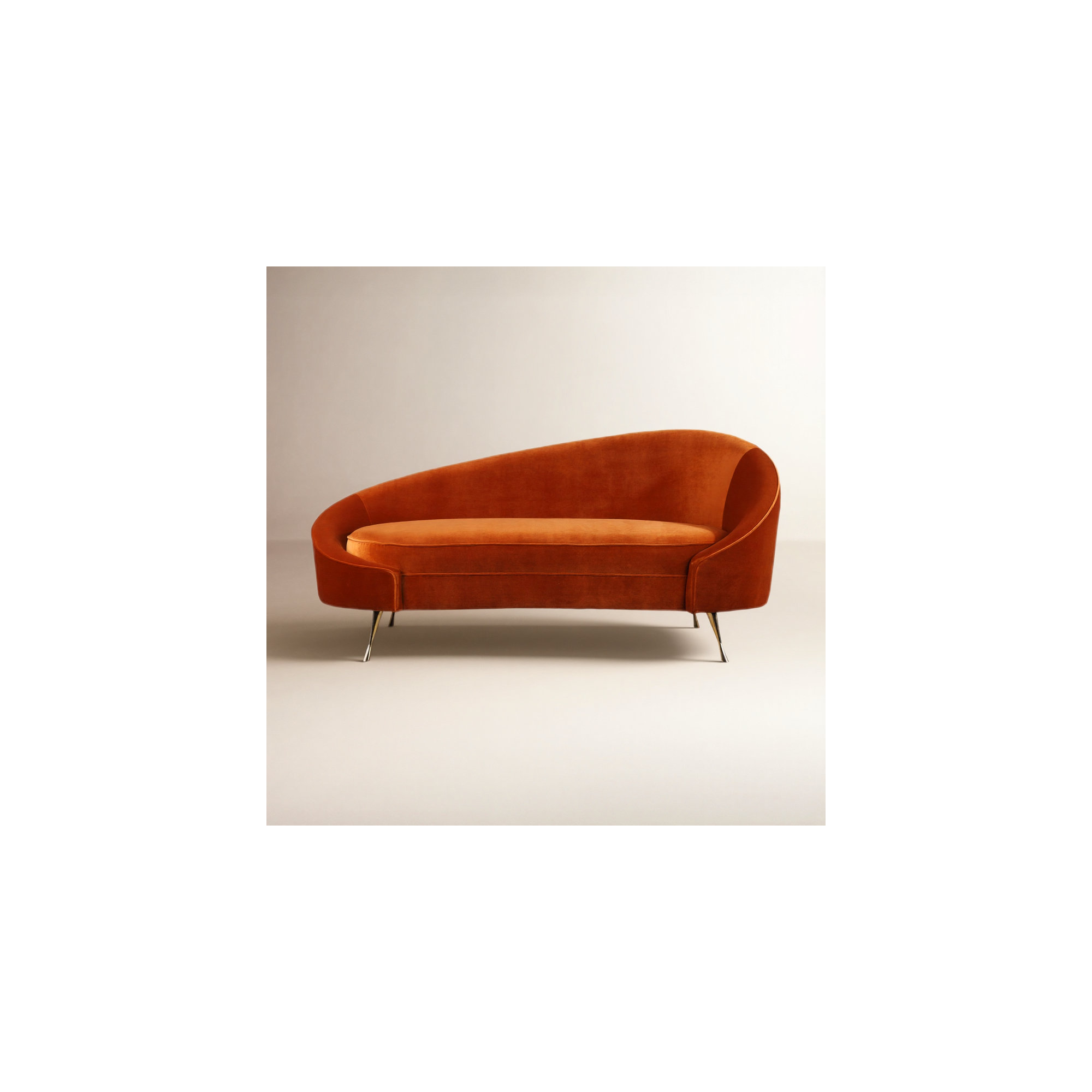 Nikita 66" Curved Upholstered Chaise Lounge, Ember Performance Velvet