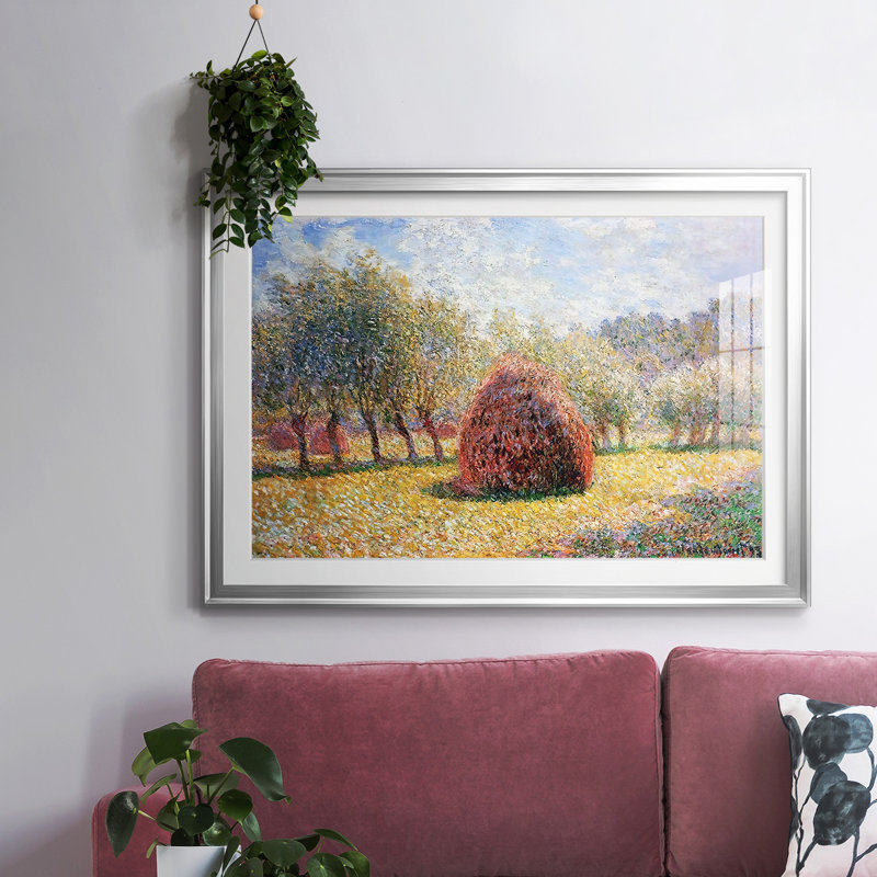 Haystacks At Giverny, 1895, reproduction d'art encadrée, Argent, H 19 po x l 27 po x P 1,5 po