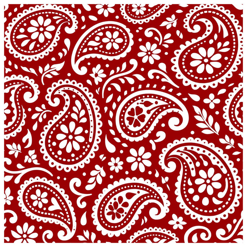 Red White Paisley Pattern Comforter, King