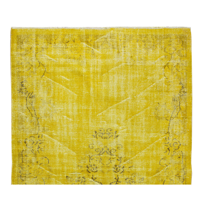 Tapis jaune surteint de 5,6 x 9,7 pi pour décoration de maison et de bureau moderne, tapis turc fait à la main