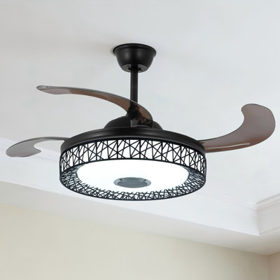 Modern 42" Ceiling Fan With Light & Reomte, 3 Speeds, Timer