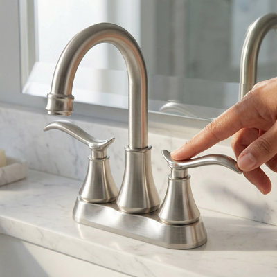 2-Handle 4" Centerset Bathroom Sink Faucet with High-Arc Spout, Pop-Up Drain, and Supply Lines