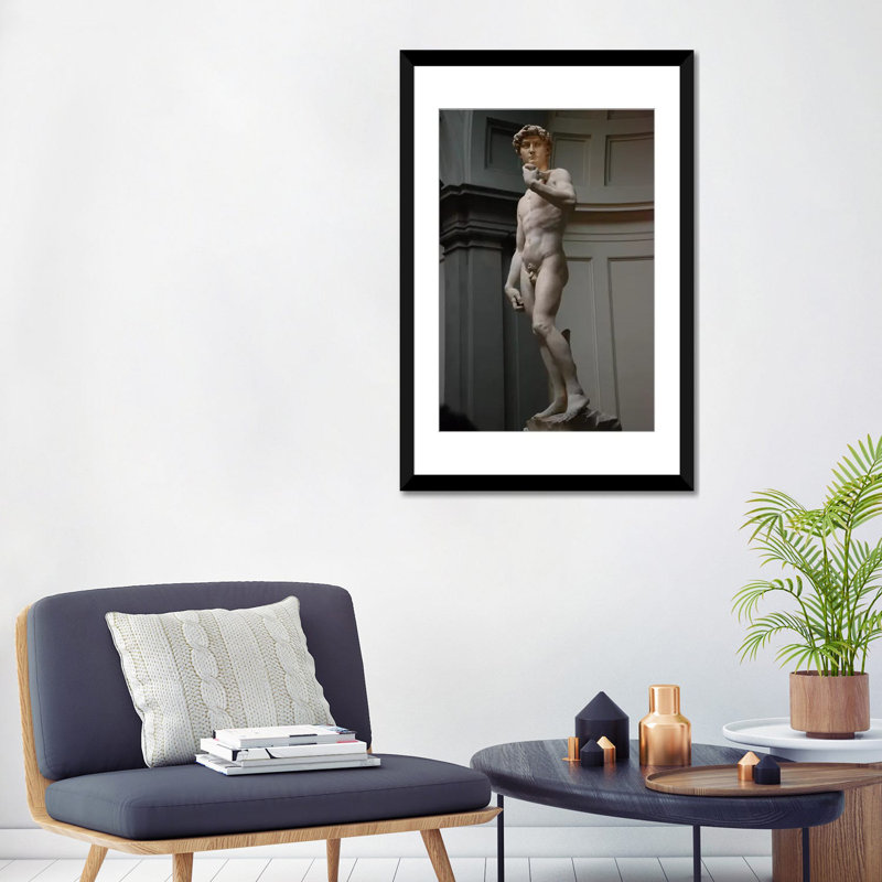 «David» par Michelangelo - Estampe numérique sur toile tendue avec châssis, H 24 po x l 16 po x P 1 po, Blanc